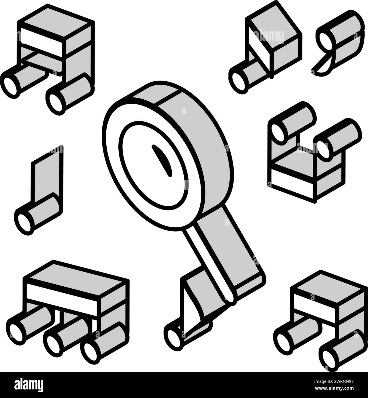 notes search magnifying glass isometric icon vector illustration Stock ...