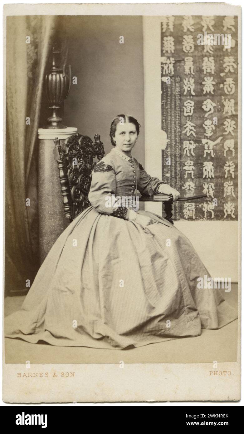 1866 Studio portrait of Jane Elizabeth 'Jennie' Faulding (1843-1904), British pioneer missionary to China with the China Inland Mission. Miss Faulding would later marry  the founder of the mission, James Hudson Taylor, after the death of his first wife, Maria Jane Dyer. Stock Photo