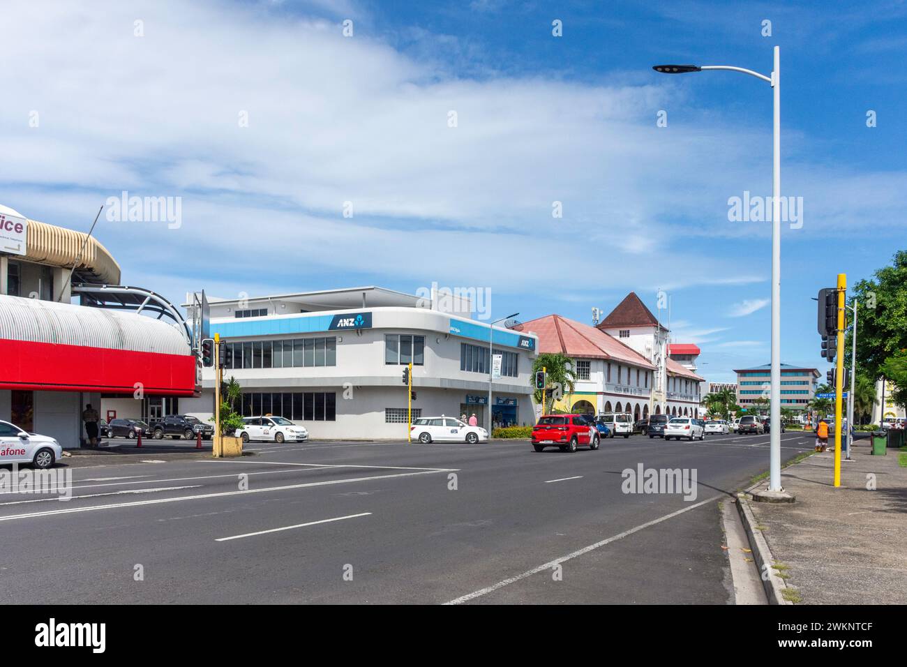 Beach road traffic shops apia city cities centre downtown upolu hi-res ...