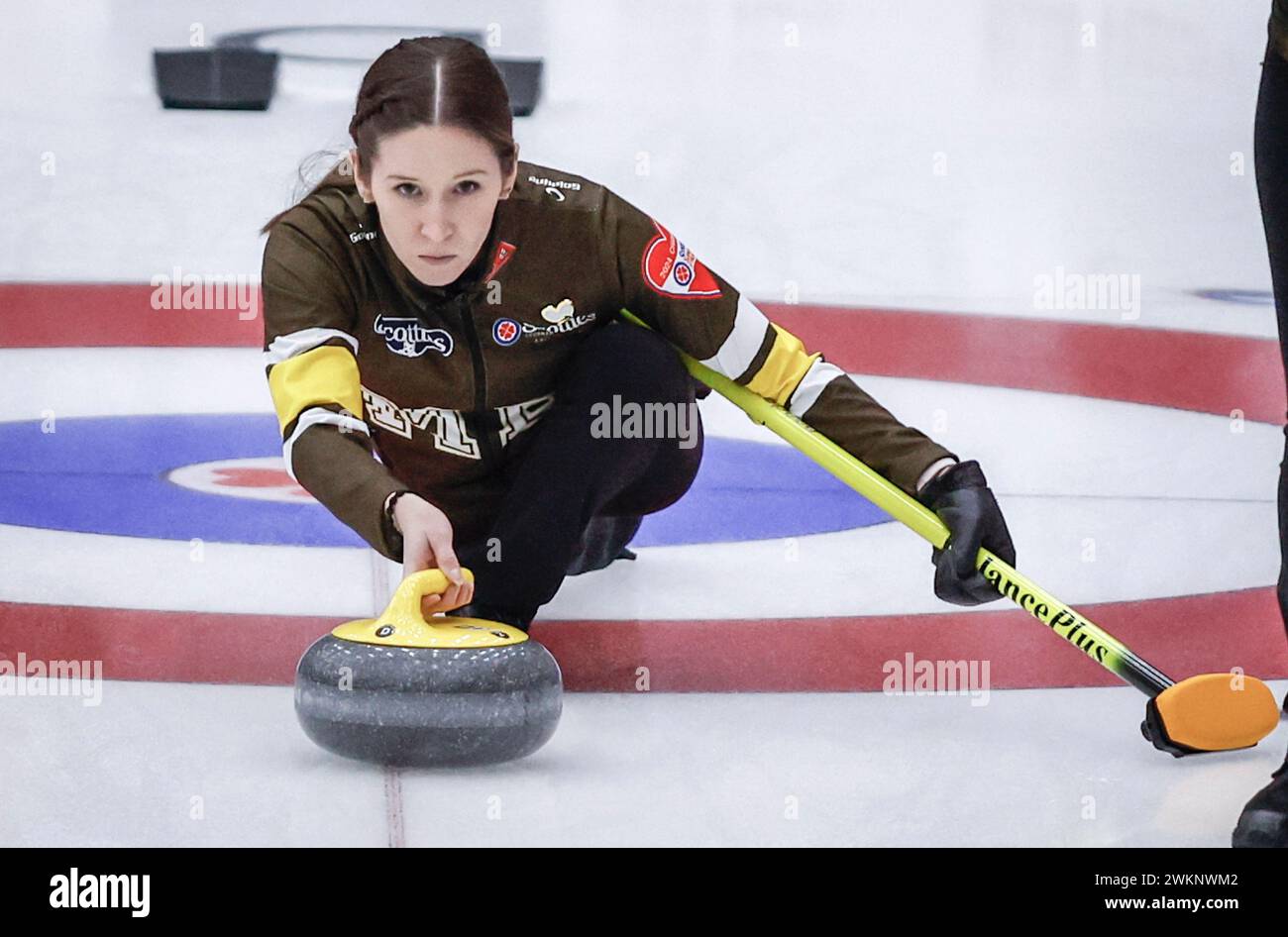Calgary, Canada. 21st Feb, 2024. Team ManitobaLawes skip Kaitlyn Lawes