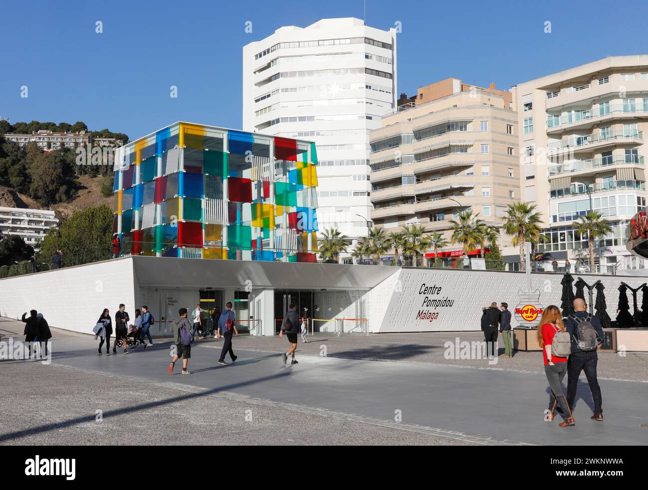 Centre Pompidou of Malaga, Costa del Sol. The El Cubo cultural centre exhibits works of art from the collection of the Paris museum, 11.02.2019 Stock Photo