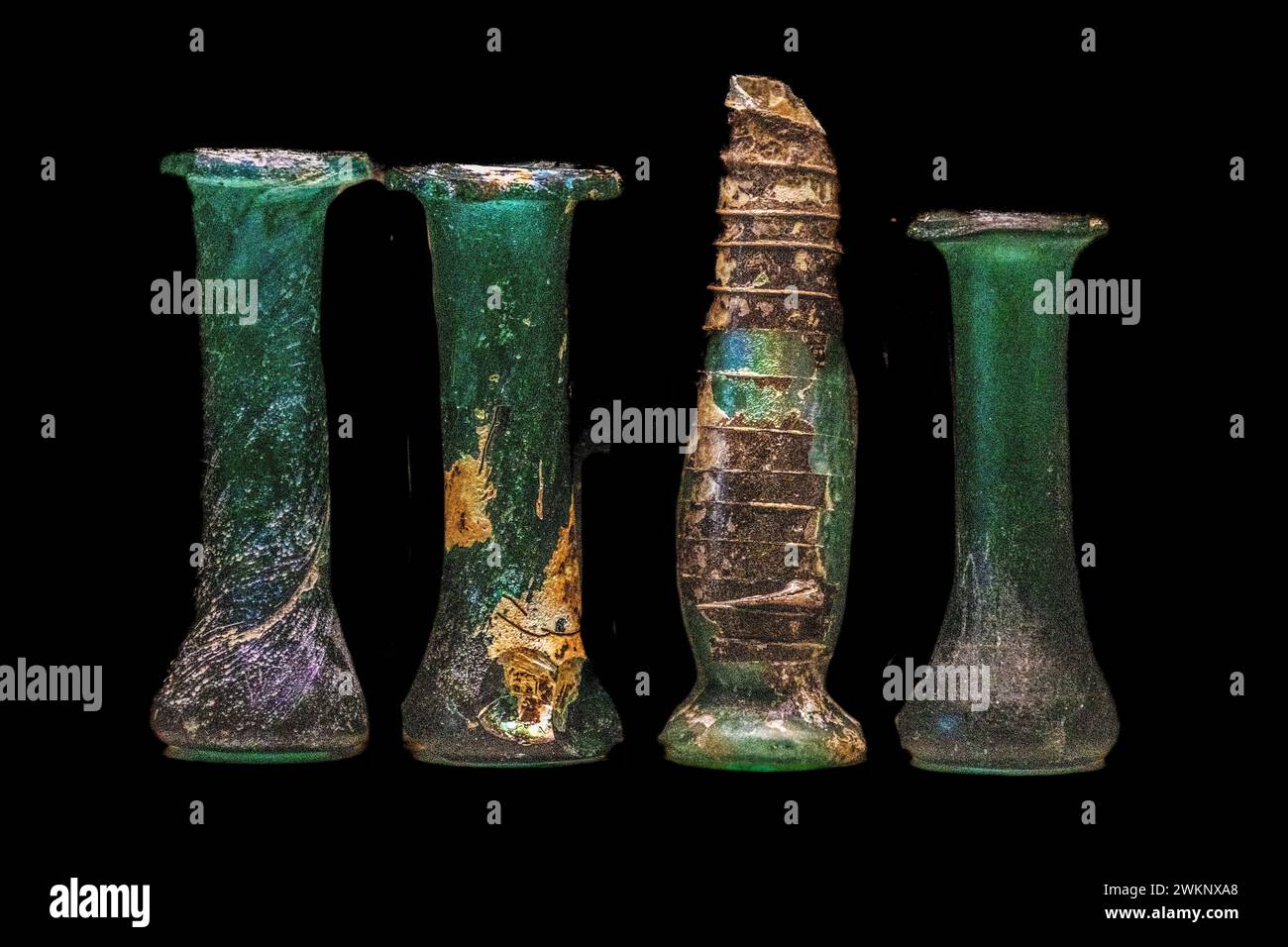 Toilet bottles, 1st century, National Archaeological Museum, Villa Cassis Faraone, UNESCO World Heritage Site, important city in the Roman Empire Stock Photo