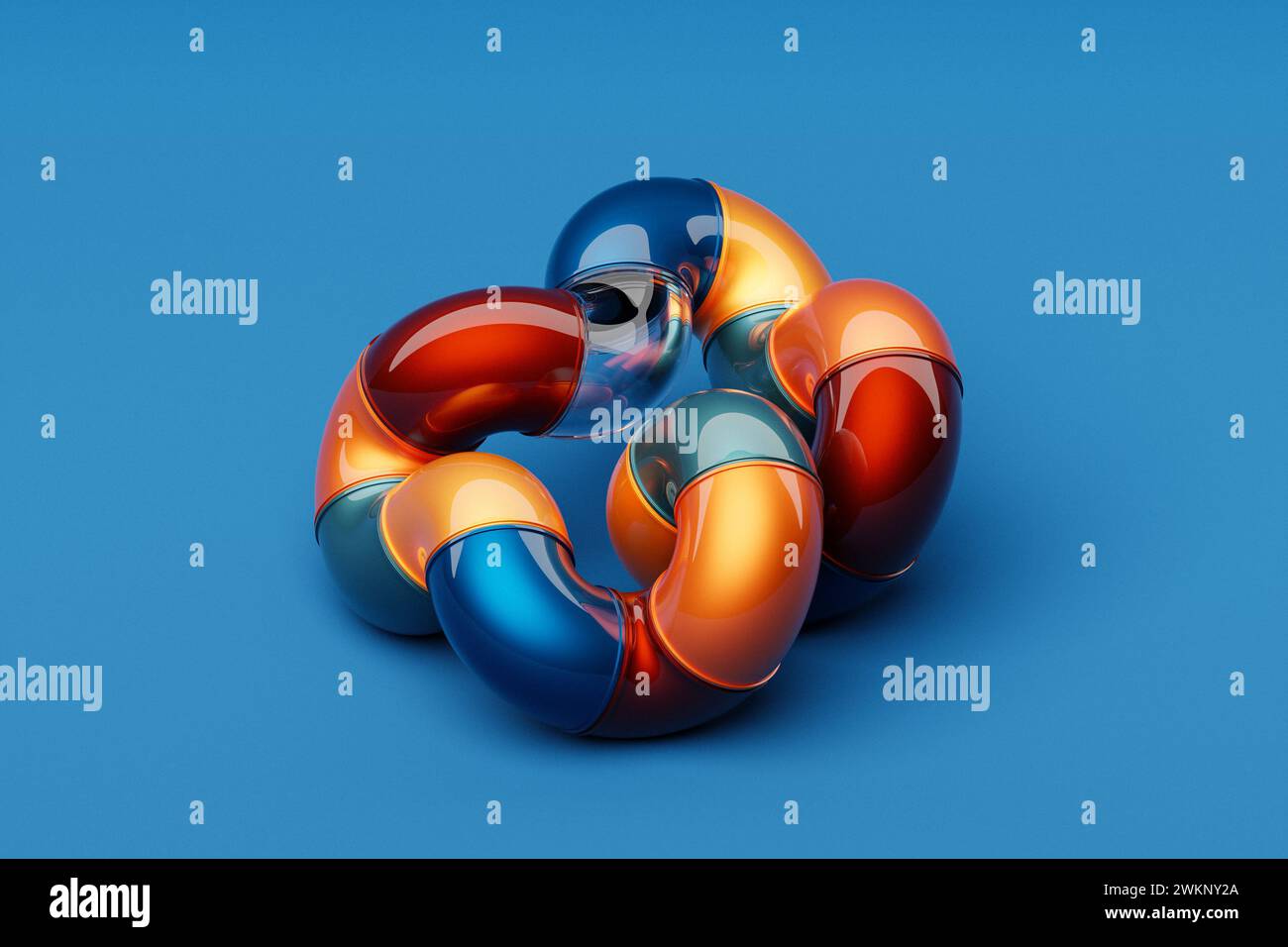 Abstract shape against blue background, 3D illustration.  Smooth shape 3d rendering Stock Photo
