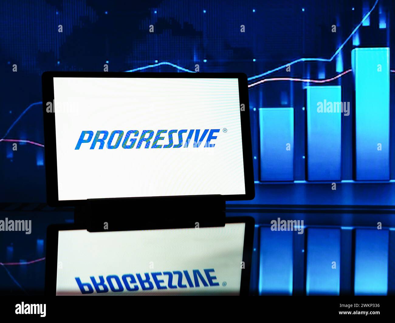 In this photo illustration, Progressive Corporation logo seen displayed ...