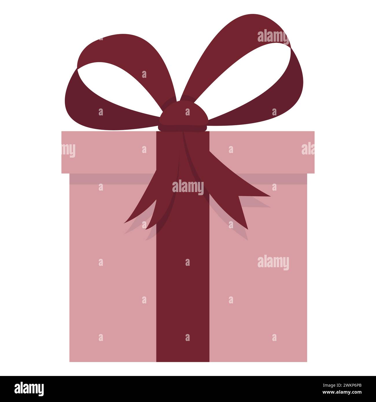 Pink gift box tied with a red ribbon with a bow. Vector illustration ...