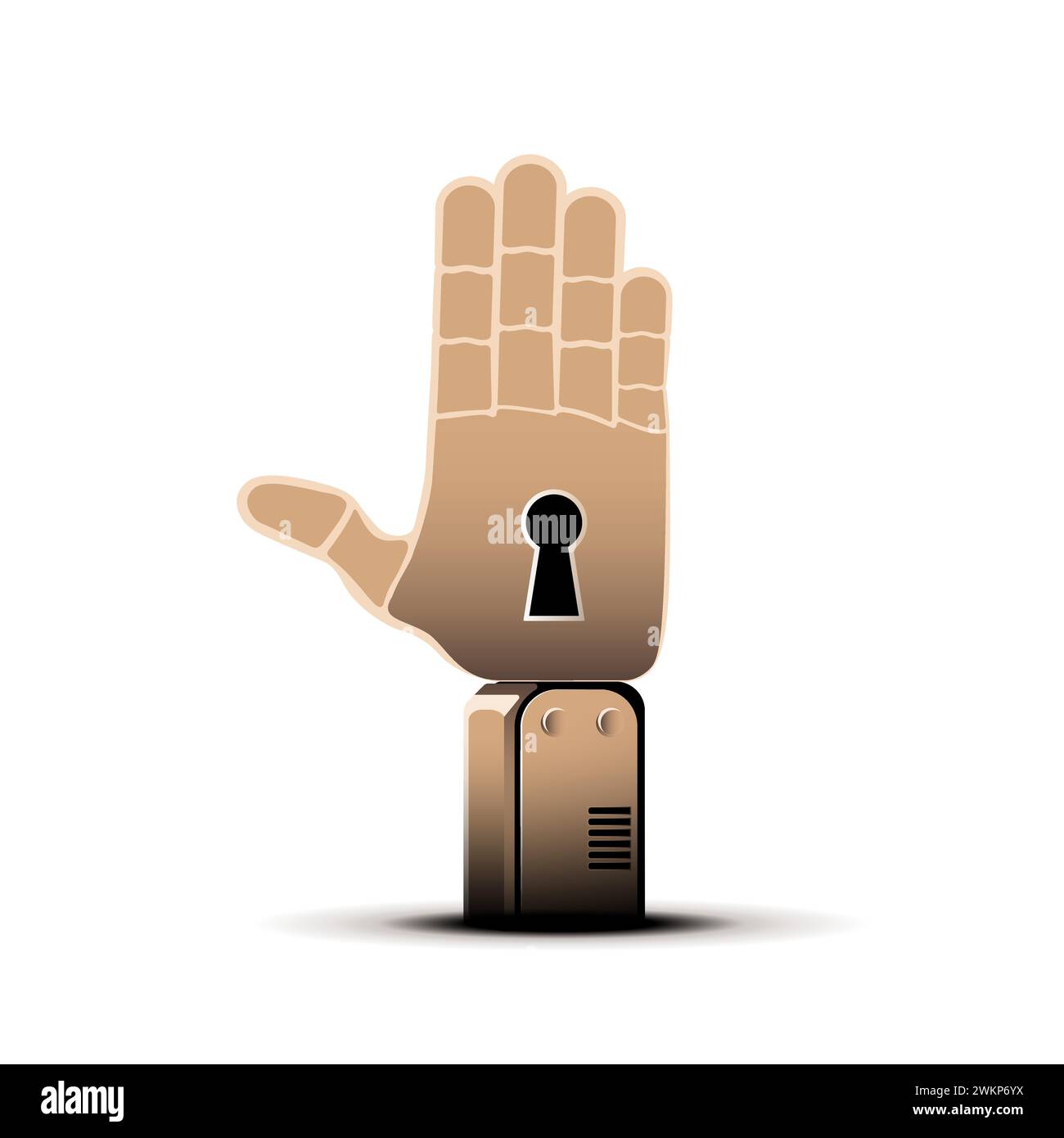 An open hand with a keyhole in its palm, symbolizing openness, access, and the potential for creativity and connection Stock Vector