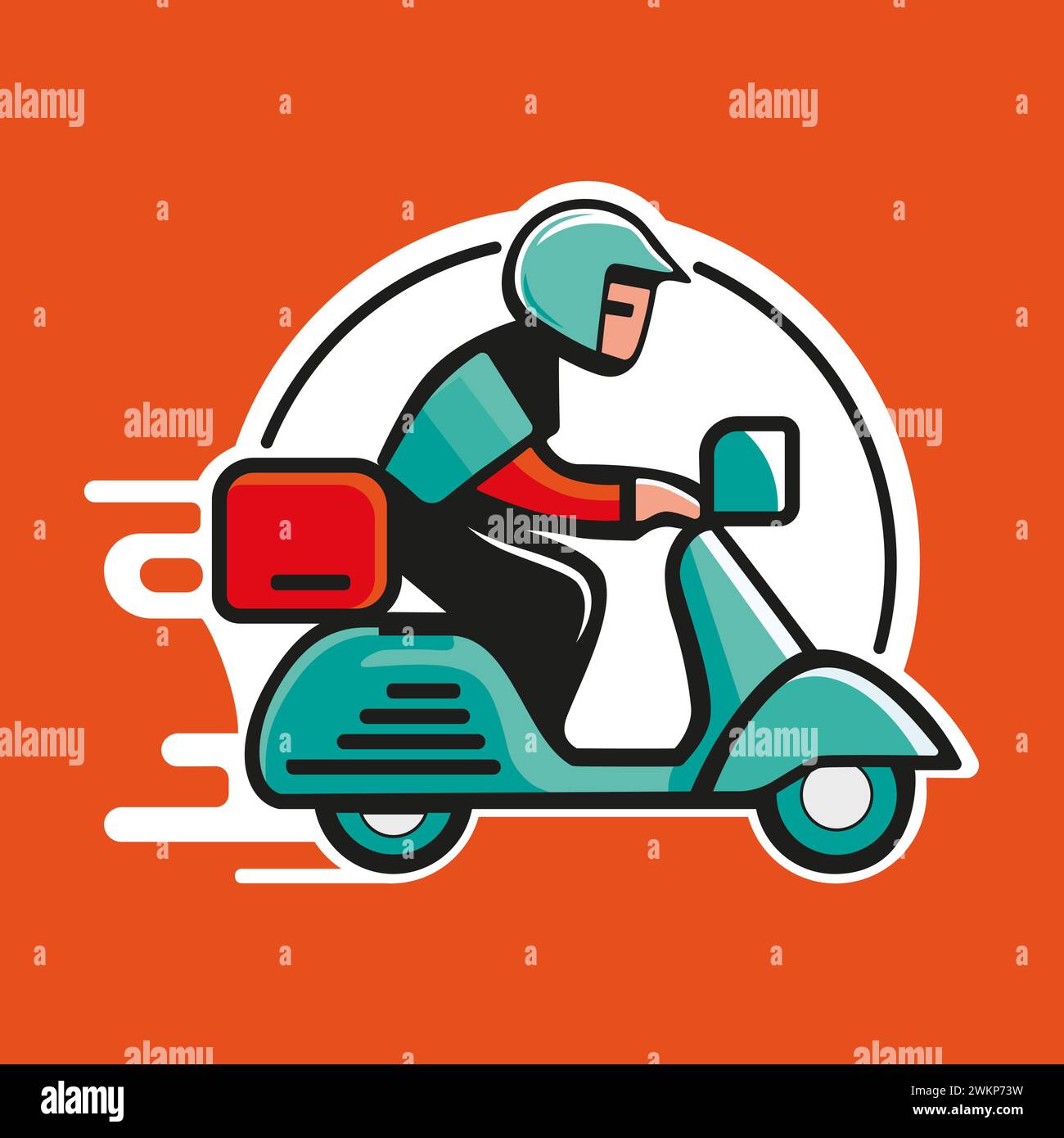 Scooter delivery logo flat simple design Stock Vector