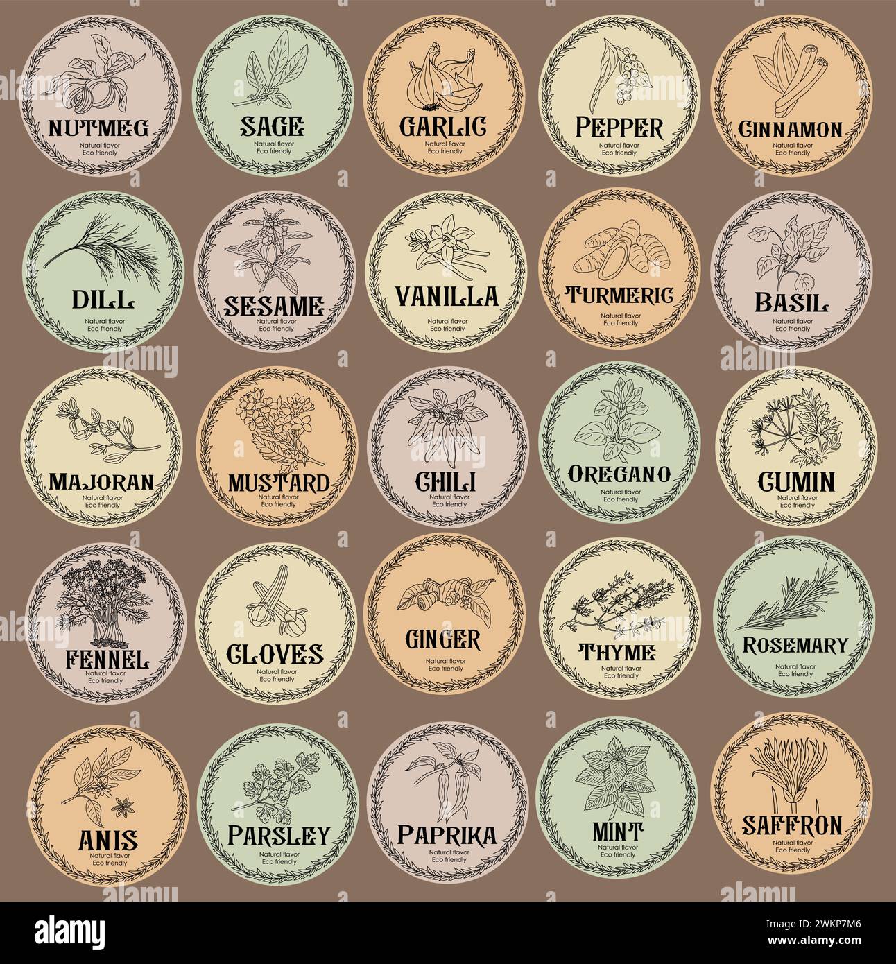 spice-herbs-jar-seasoning-label-sticker-set-stock-vector-image-art-alamy
