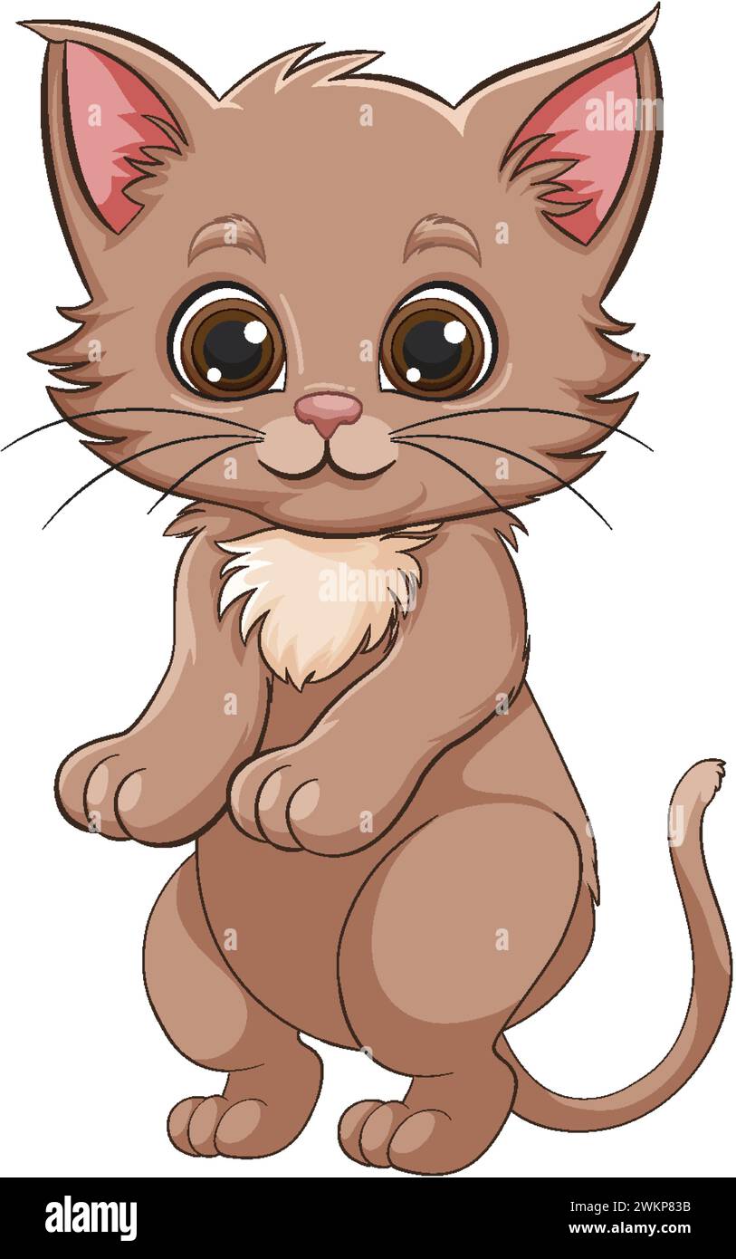 Cute, wide-eyed kitten with a playful stance. Stock Vector