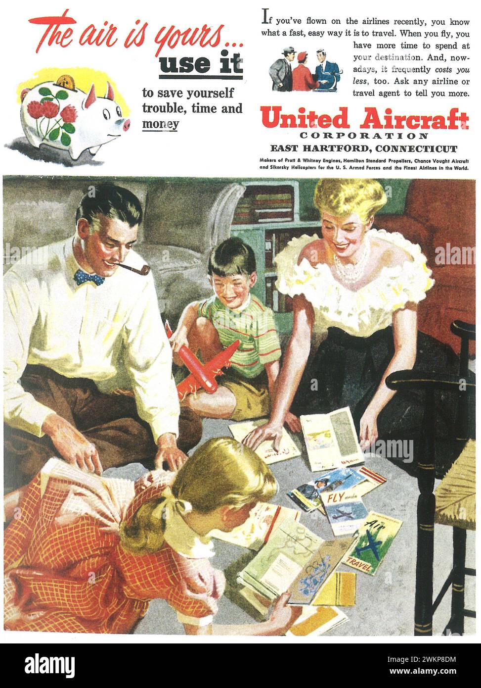 1950 United Aircraft Corporation -  Pratt & Whitney Aircraft East Hartford CT Dependable Engines Print Ad Stock Photo