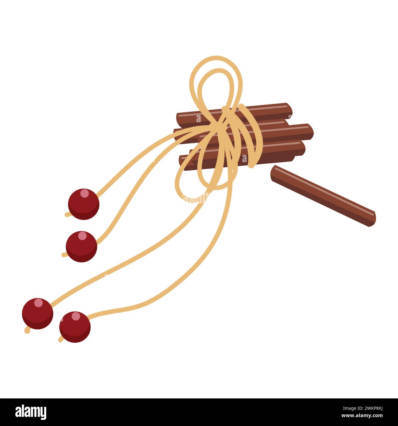 Sticks Into String Cinnamon sticks tied with string. Vector illustration Stock Vector ...