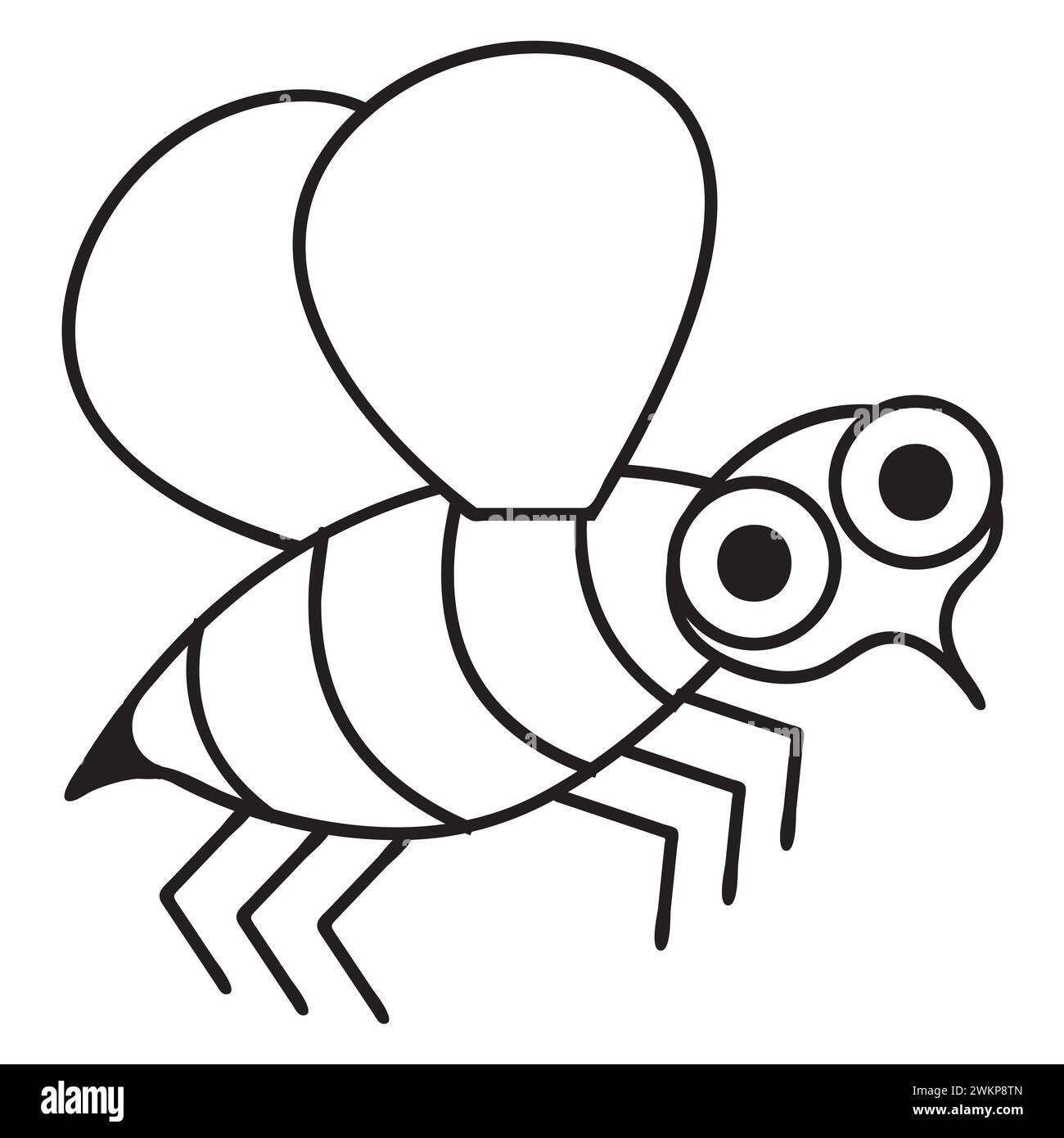 Cute bee in doodle style. Vector illustration isolated on white background. Stock Vector