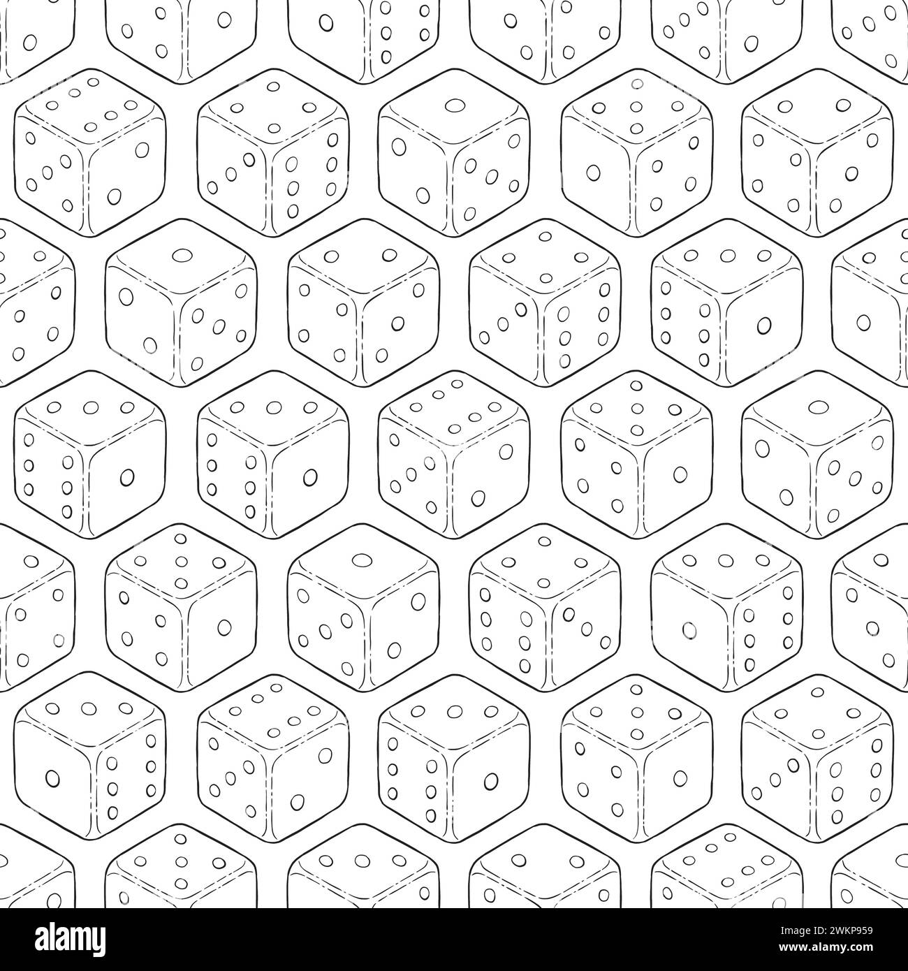Dice doodle seamless pattern vector repeat pattern illustration stock