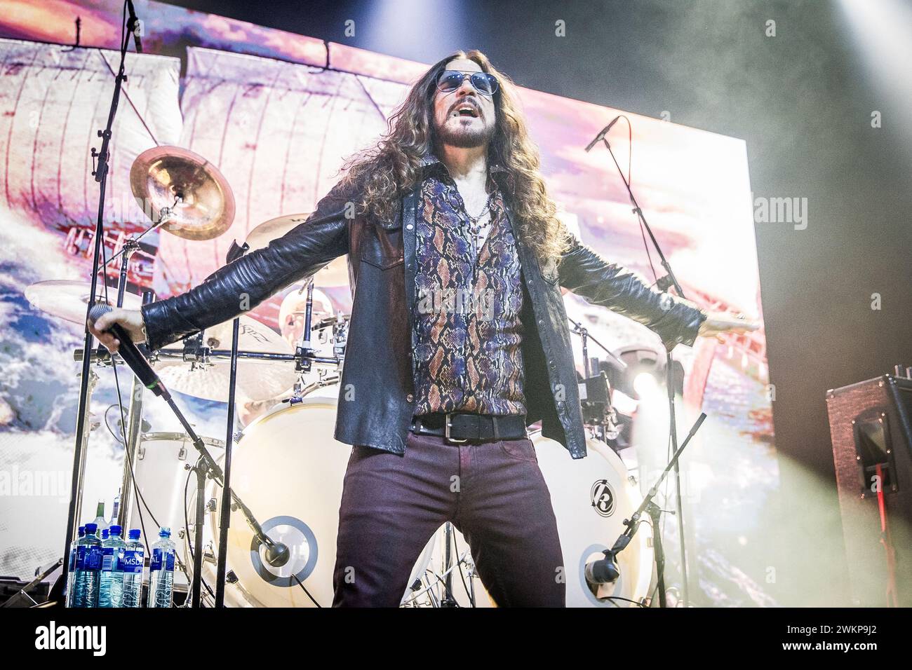 Tony Harnell of TNT performing live in 2024 at home in Norway Stock Photo