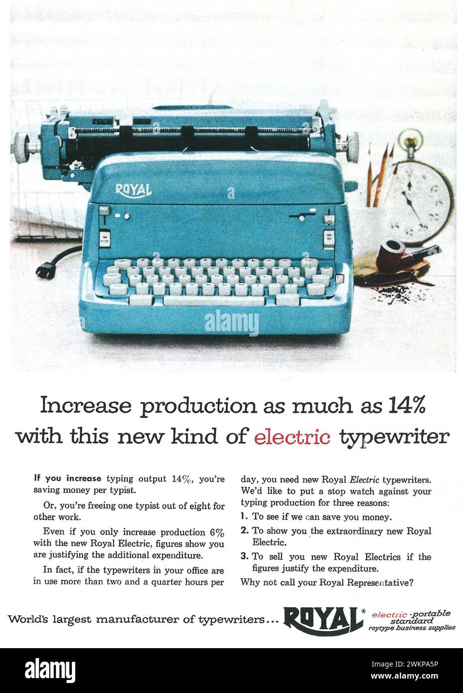 1954 Royal electric typewriter print ad Stock Photo
