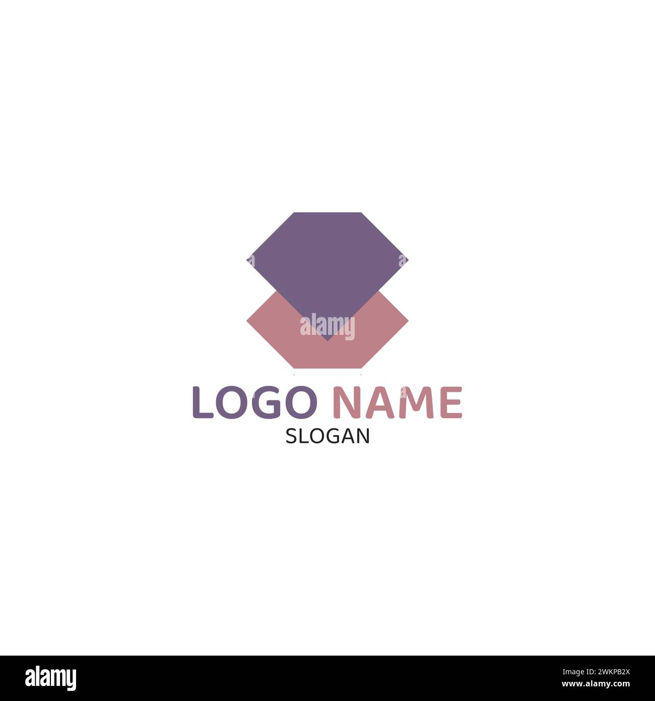 Logo of two abstract shapes in dark purple and light purple colors. Stock Vector