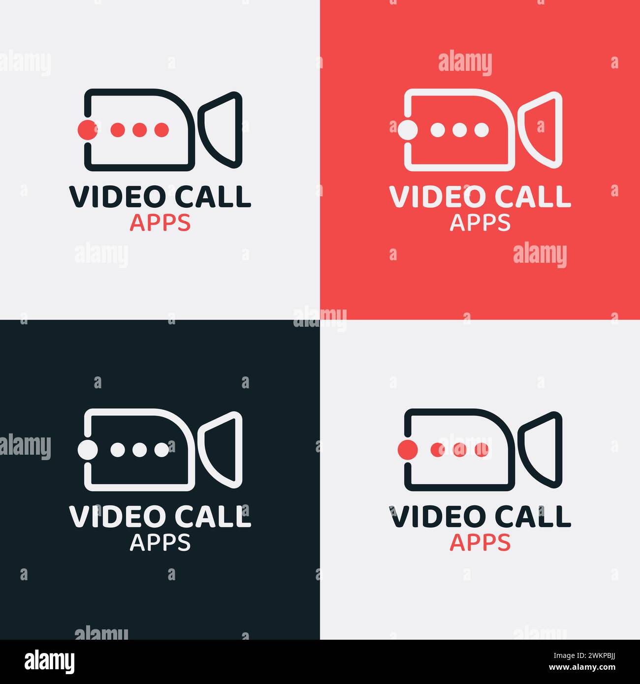 Video chat app logo with line style. Stock Vector