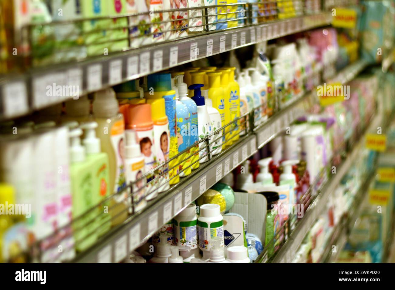 Brovary. Kyiv region. Ukraine. 02.21.2024. Showcase in a store with body care products. Stock Photo