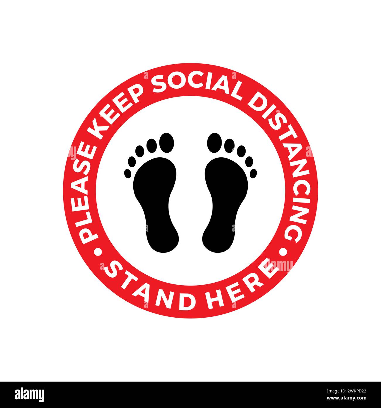 Caution Please Keep Social Distancing. soles of the feet icon Stock Vector