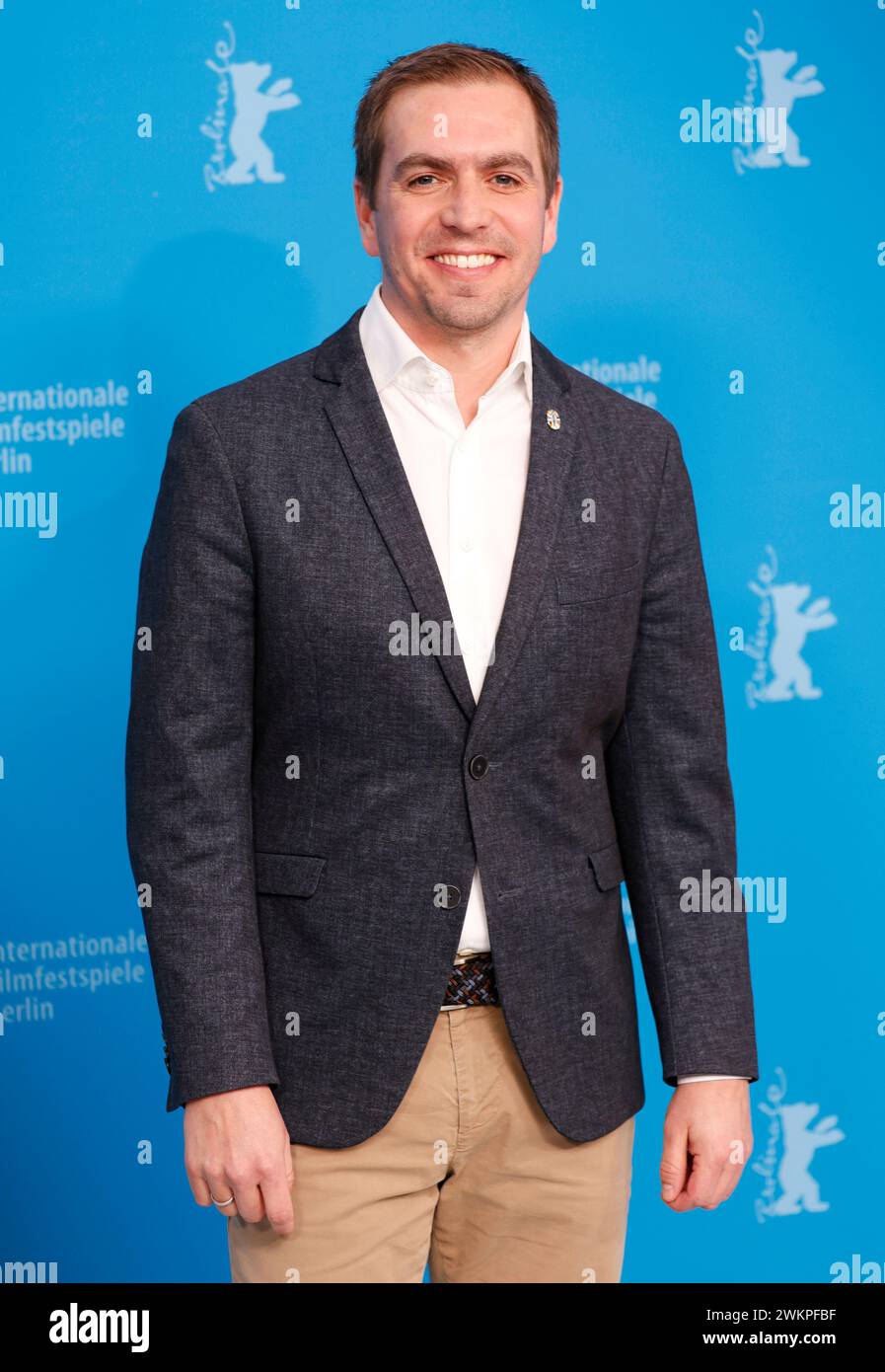 Philipp Lahm poses at the photocall of 'Elf Mal Morgen: Berlinale Meets Fußball' (Eleven Tomorrows: Berlinale Meets Football)' during the 74th Berlinale International Film Festival at Hotel Grand Hyatt in Berlin, Germany, on 21 February 2024. Stock Photo