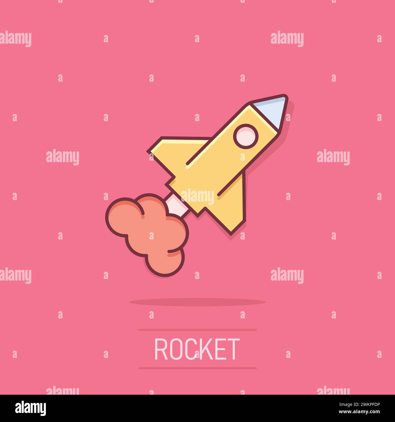 Rocket icon in comic style. Spaceship launch cartoon vector ...