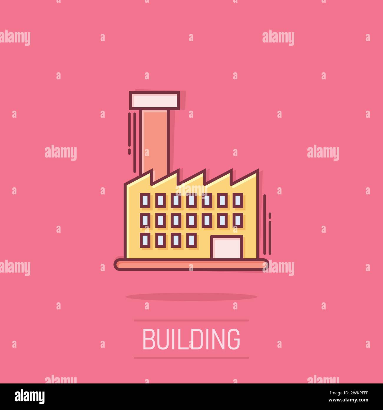 Building icon in comic style. Town skyscraper apartment cartoon vector ...