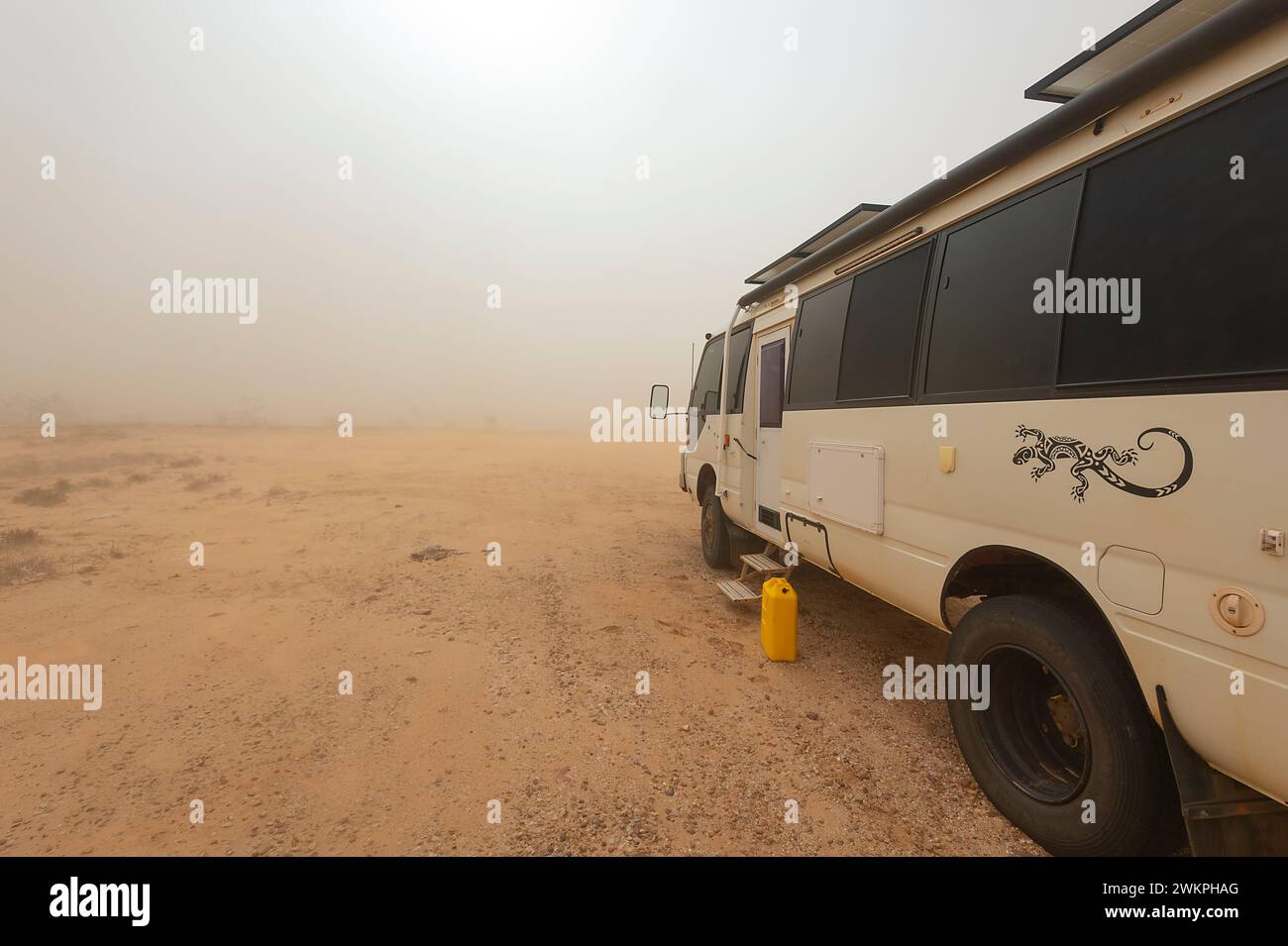 Dust storm in the Australian Outback, Innamincka, Queensland, QLD, Australia Stock Photo