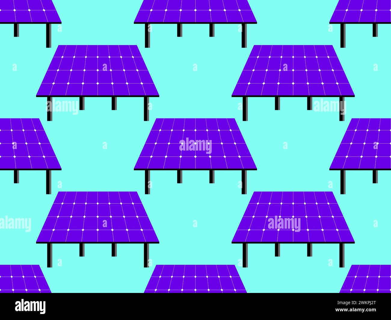 Solar panel seamless pattern. Field of solar panels. Renewable energy