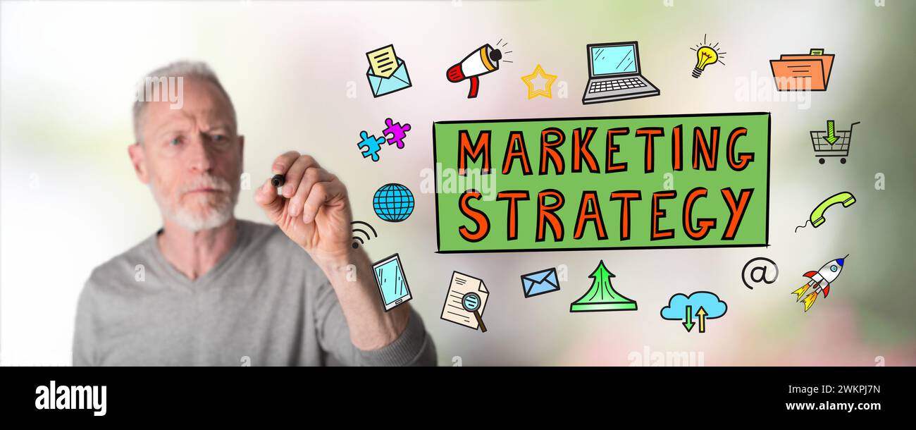 Marketing strategy concept drawn by a man Stock Photo - Alamy