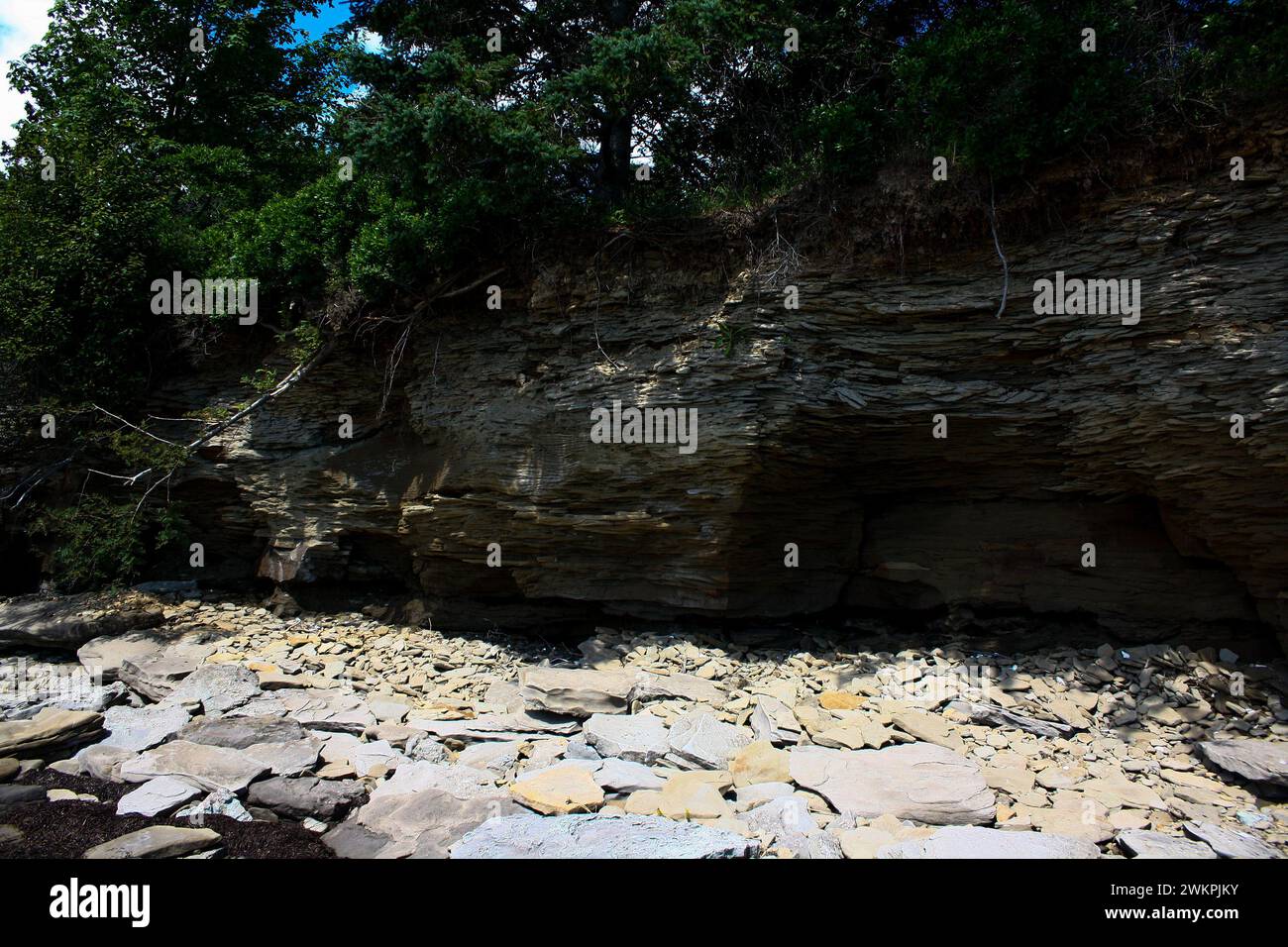 The rocky shore of Shediac Island, New Brunswick, Canada Stock Photo