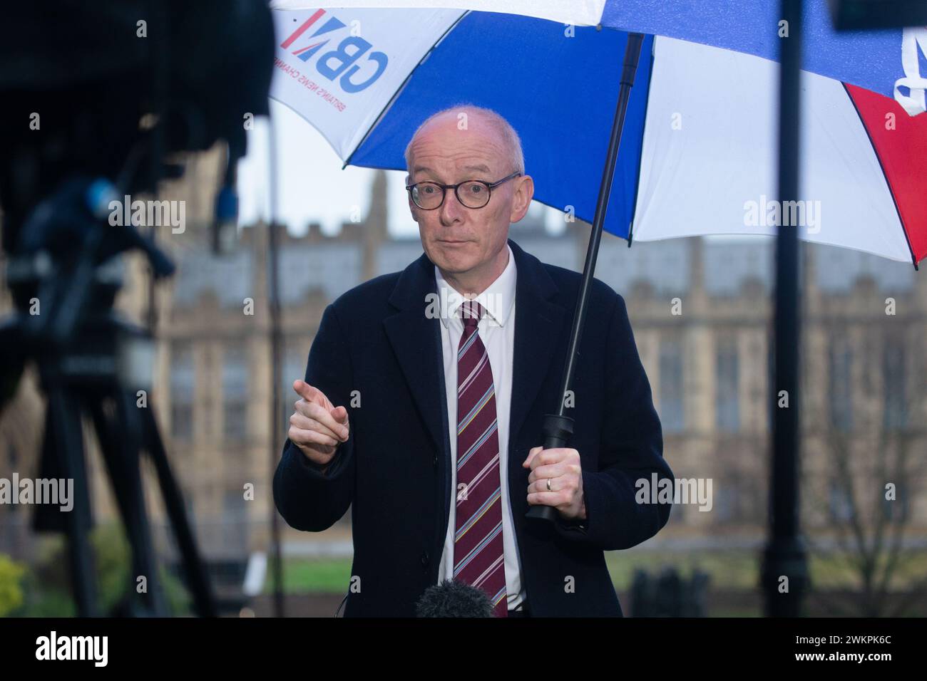 London, England, UK. 22nd Feb, 2024. Labour Campaign Coordinator PAT MCFADDEN is seen inWestminster during morning media round answering questions on ceasefire vote in House of Commons. (Credit Image: © Tayfun Salci/ZUMA Press Wire) EDITORIAL USAGE ONLY! Not for Commercial USAGE! Stock Photo