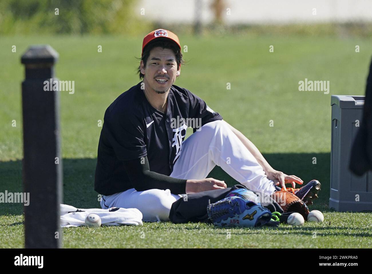 Kenta Maeda of the Detroit Tigers is pictured after pitching live