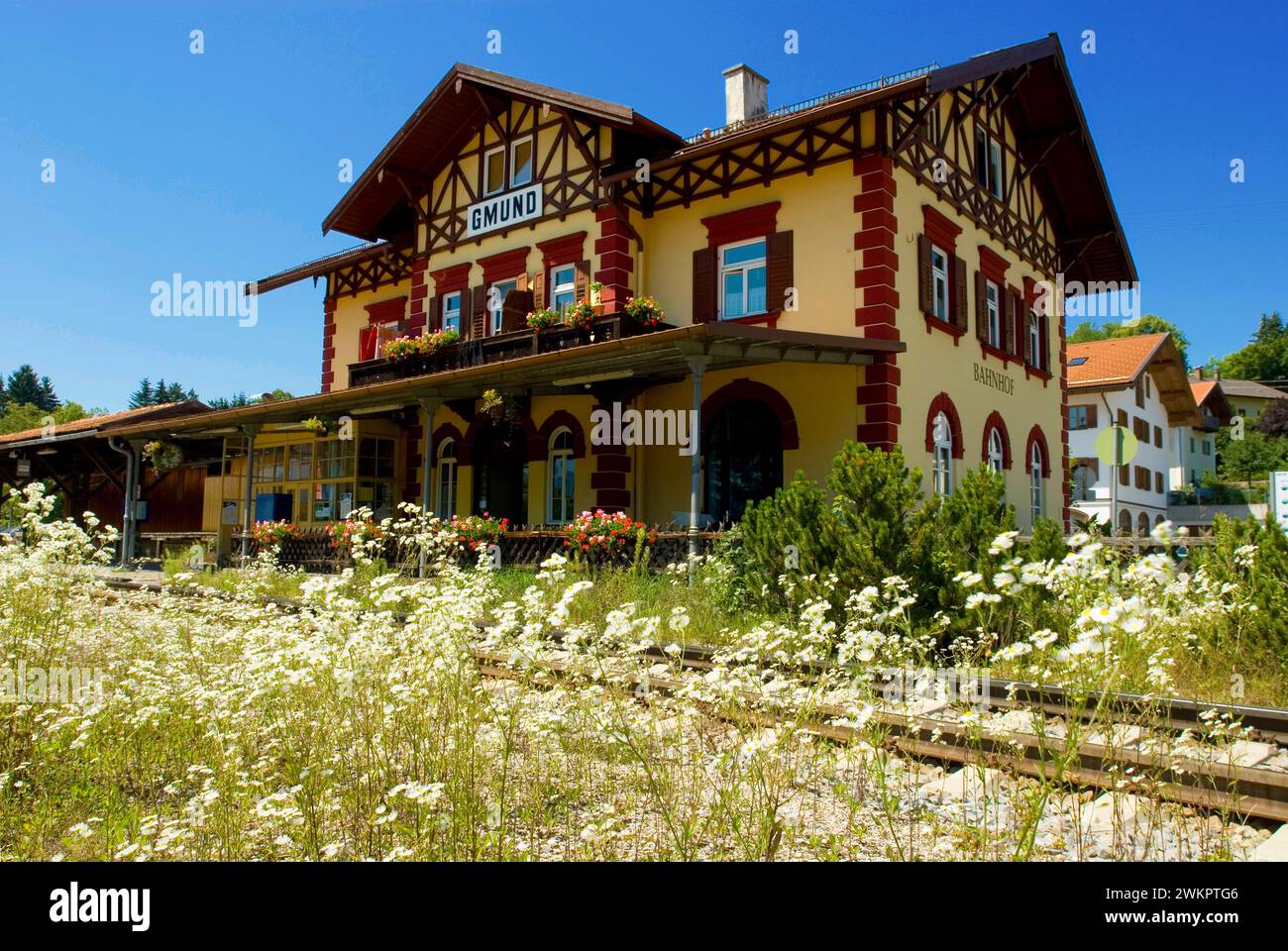 Railway Station of  Gmund, Tegernsee, Bavaria, Germany Stock Photo