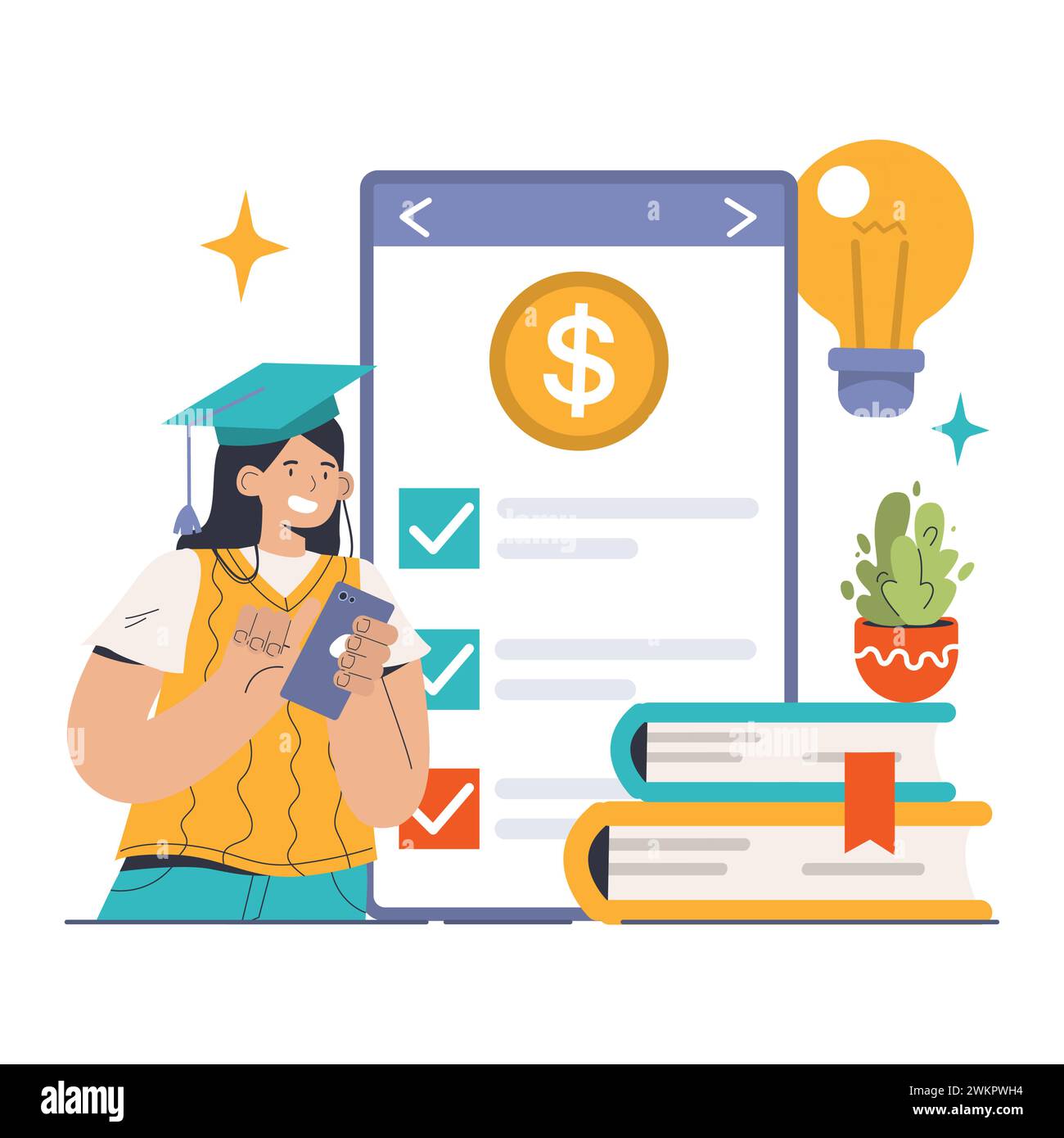 Empowering Financial Literacy concept. A student learns money