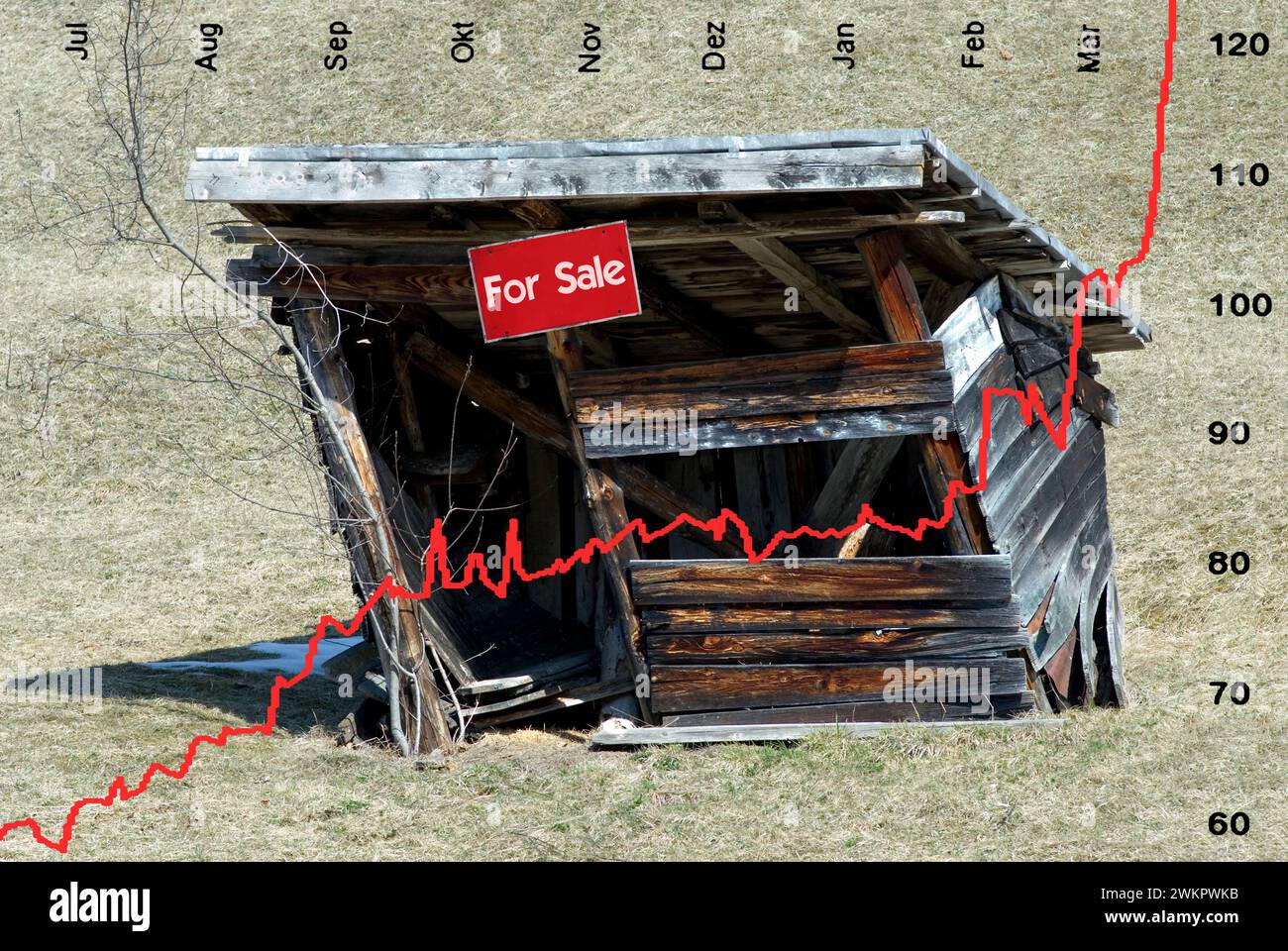 a small decayed wooden shed and chart Stock Photo - Alamy