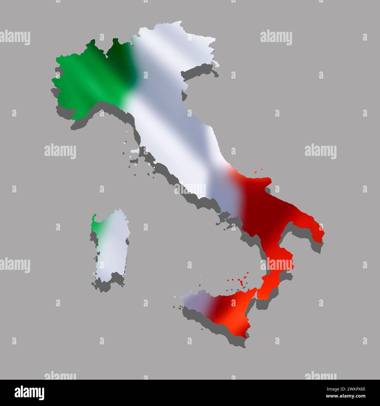 outline of Italy with national flag Stock Photo