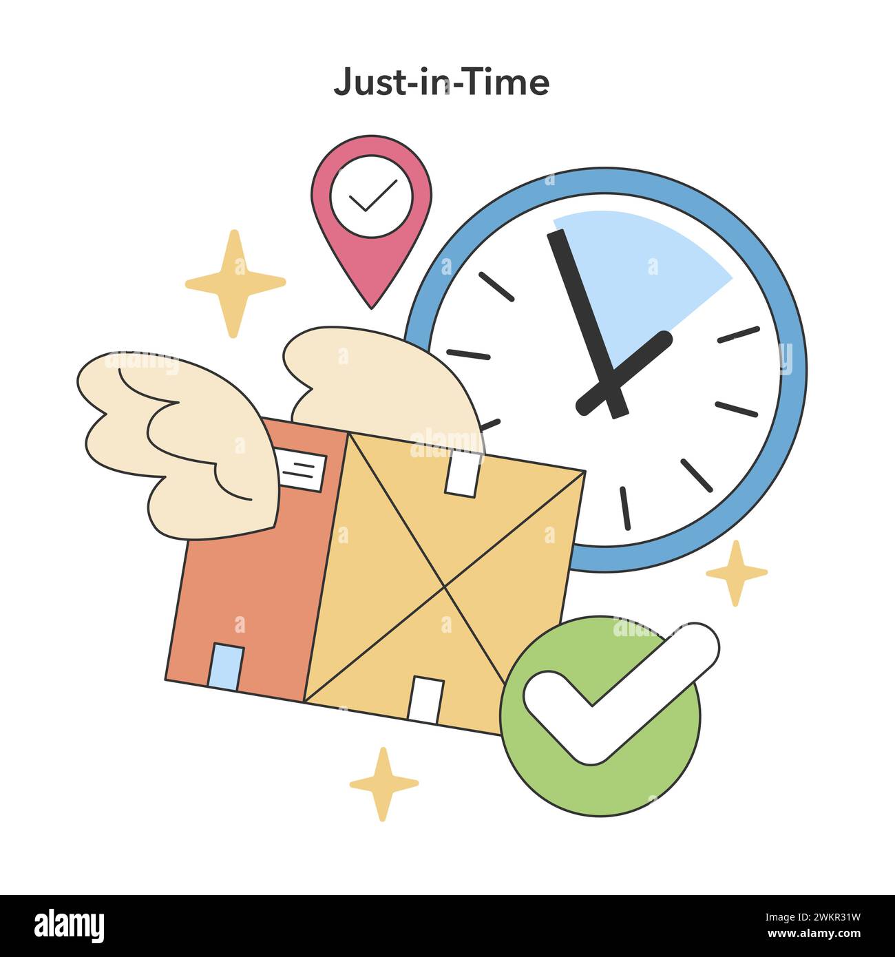 JustinTime concept. Precise clock symbolizing swift logistics and