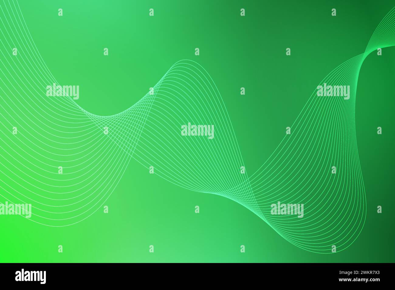 Abstract green background with curved wavy lines. Vector illustration ...