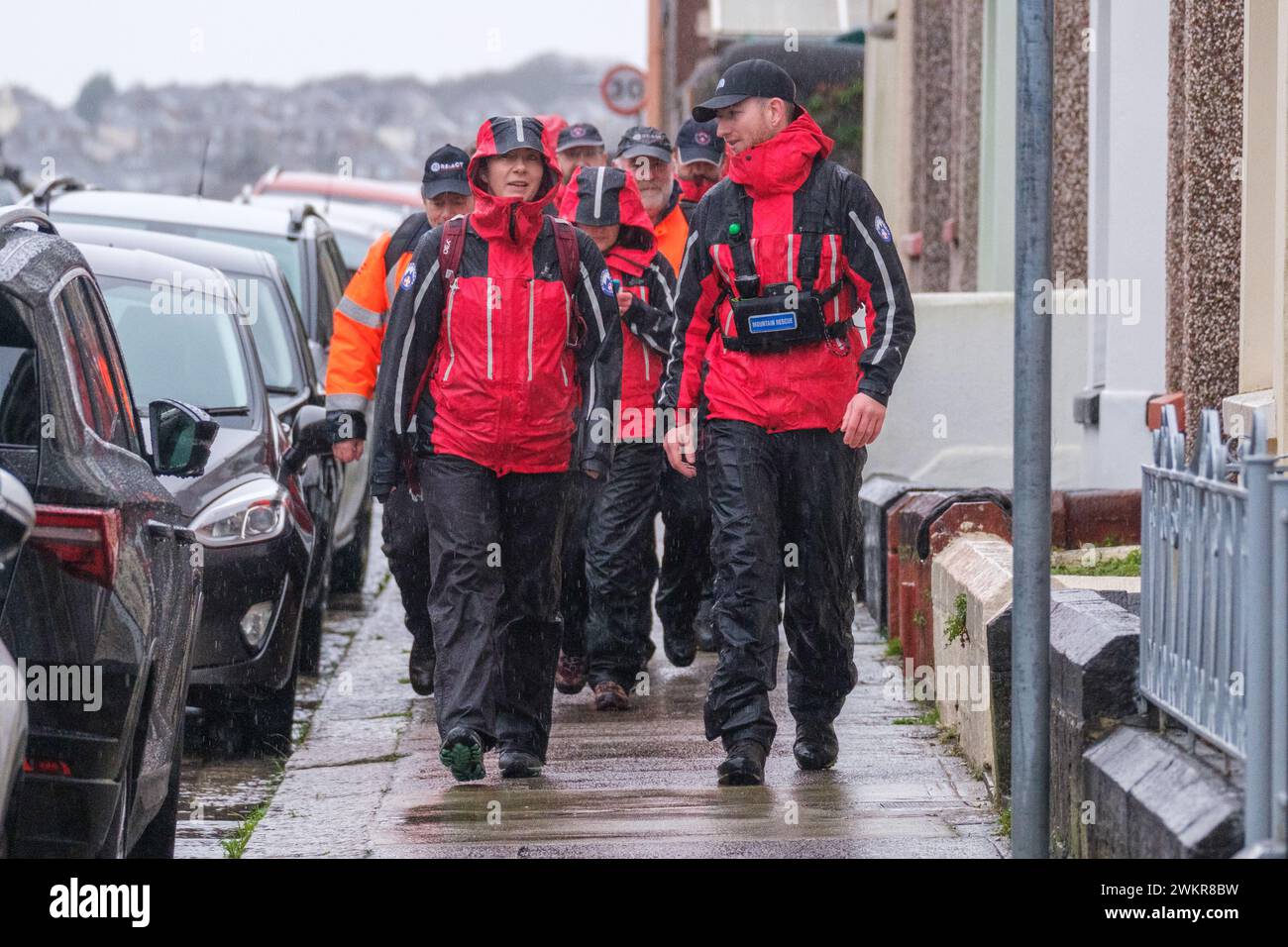 Members of Dartmoor Rescue Group by the police cordon after a suspected ...