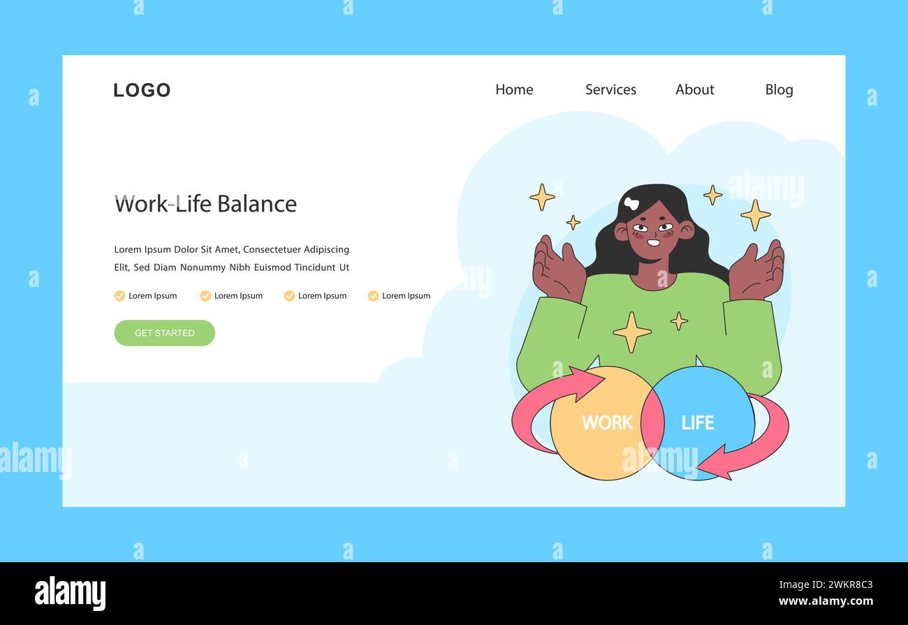 Work-Life balance web or landing. Harmonizing career and personal life ...