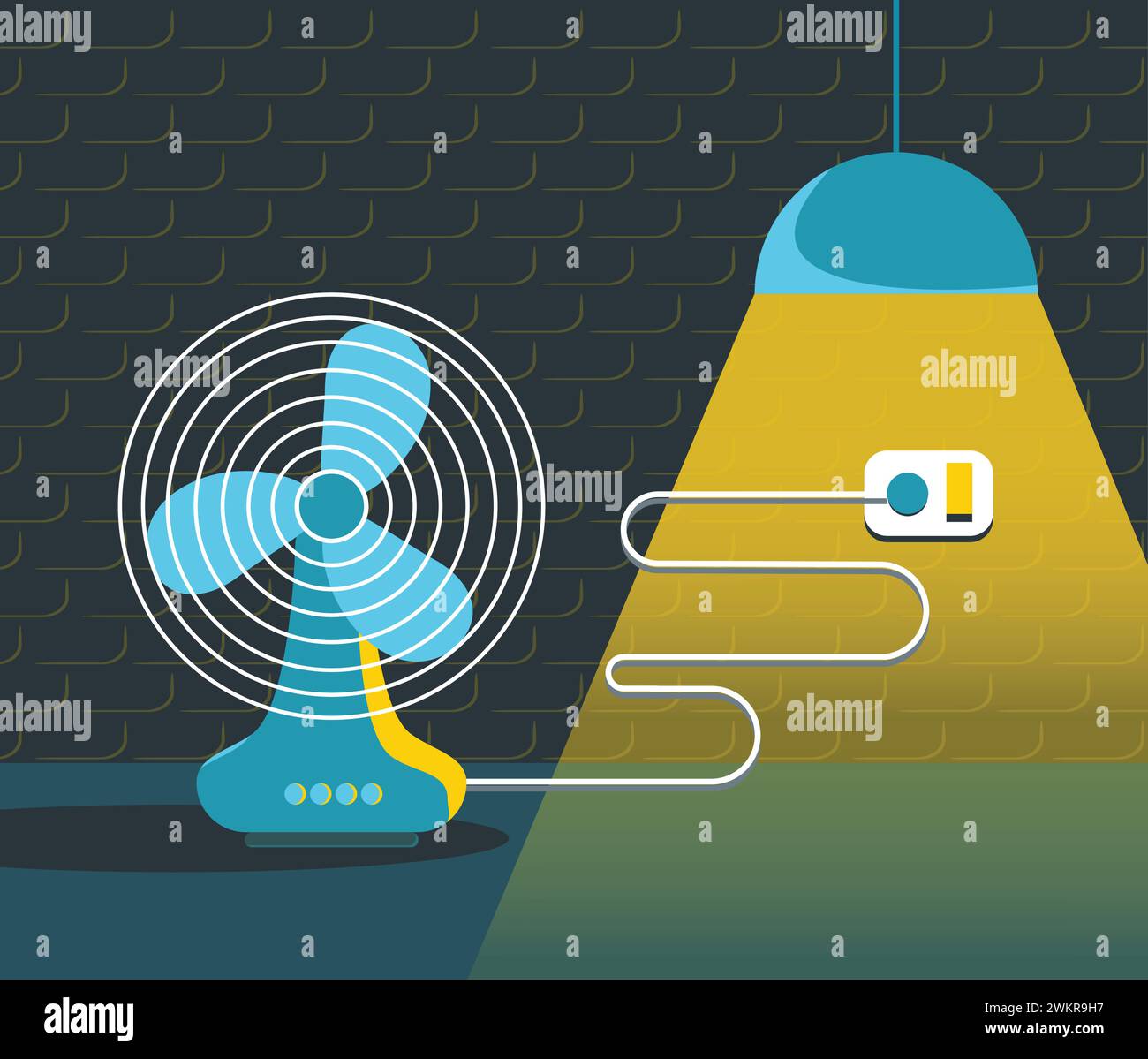 Table fan with lamp vector illustration Stock Vector