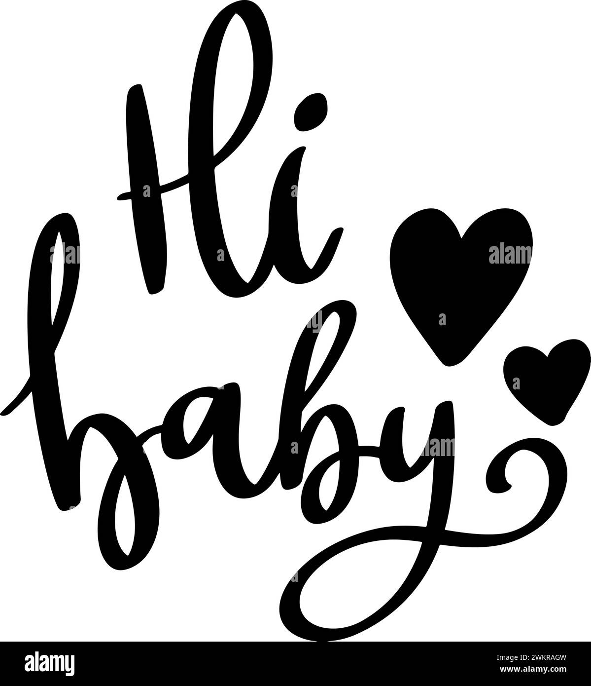 Hi baby. Lettering phrase isolated on white background Stock Vector ...