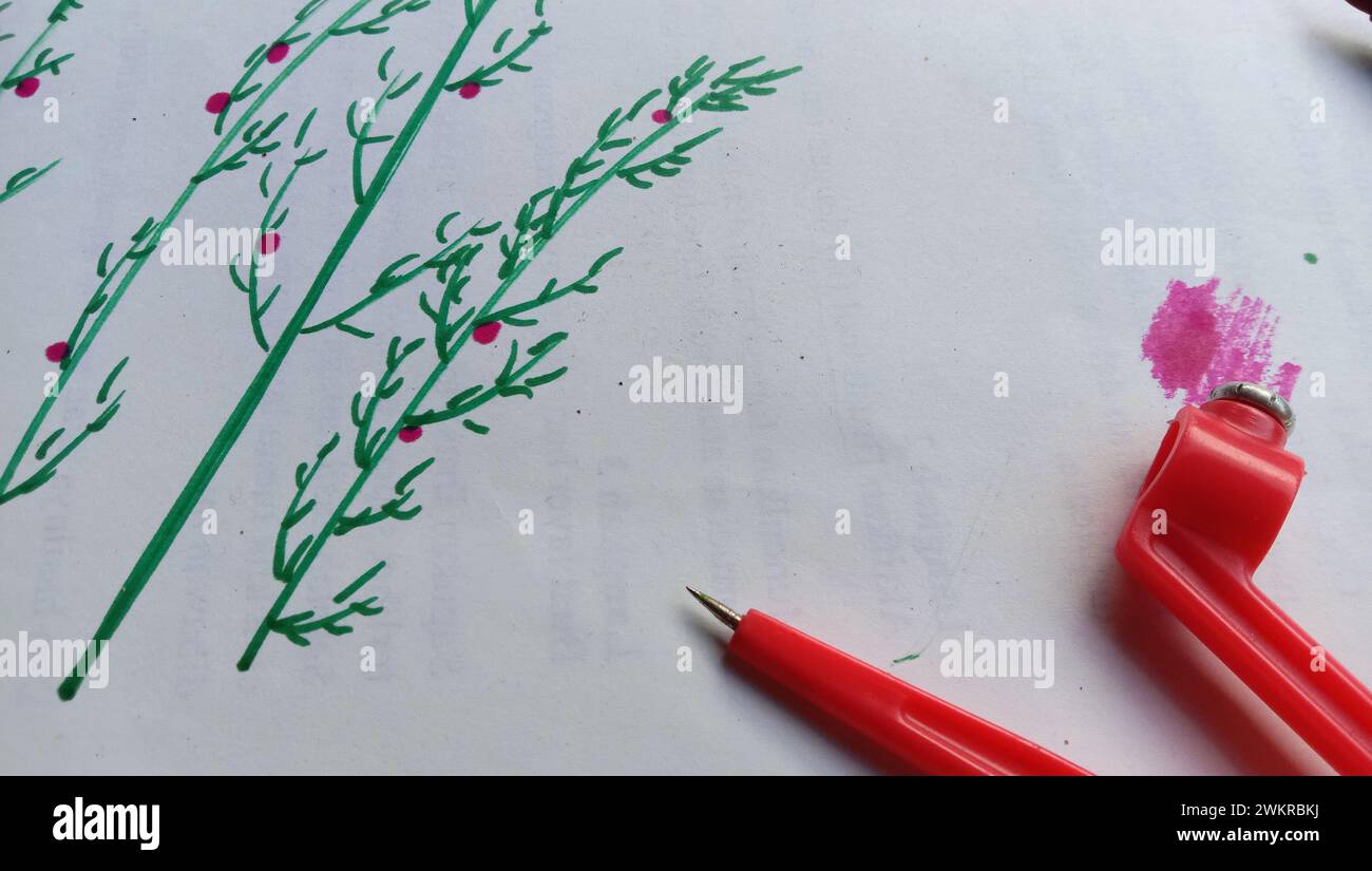 A photo of a marker pen with a Japanesestyle object, a bamboo tree