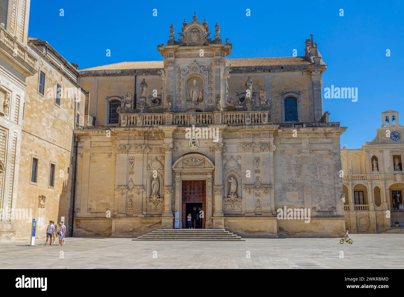 LECCE, ITALY, JULY 12, 2022 - The metropolitan Cathedral of Santa Maria Assunta in Lecce, Puglia, Italy; Stock Photo