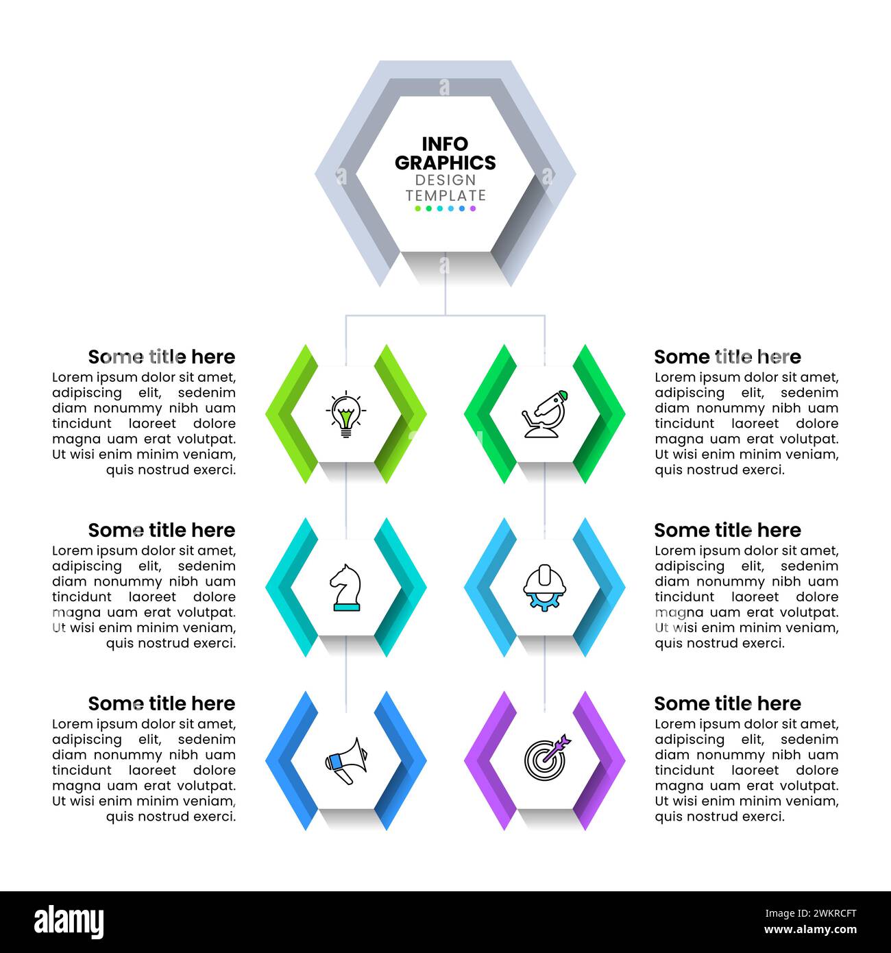Infographic template with icons and 6 options or steps. Hexagons. Can ...
