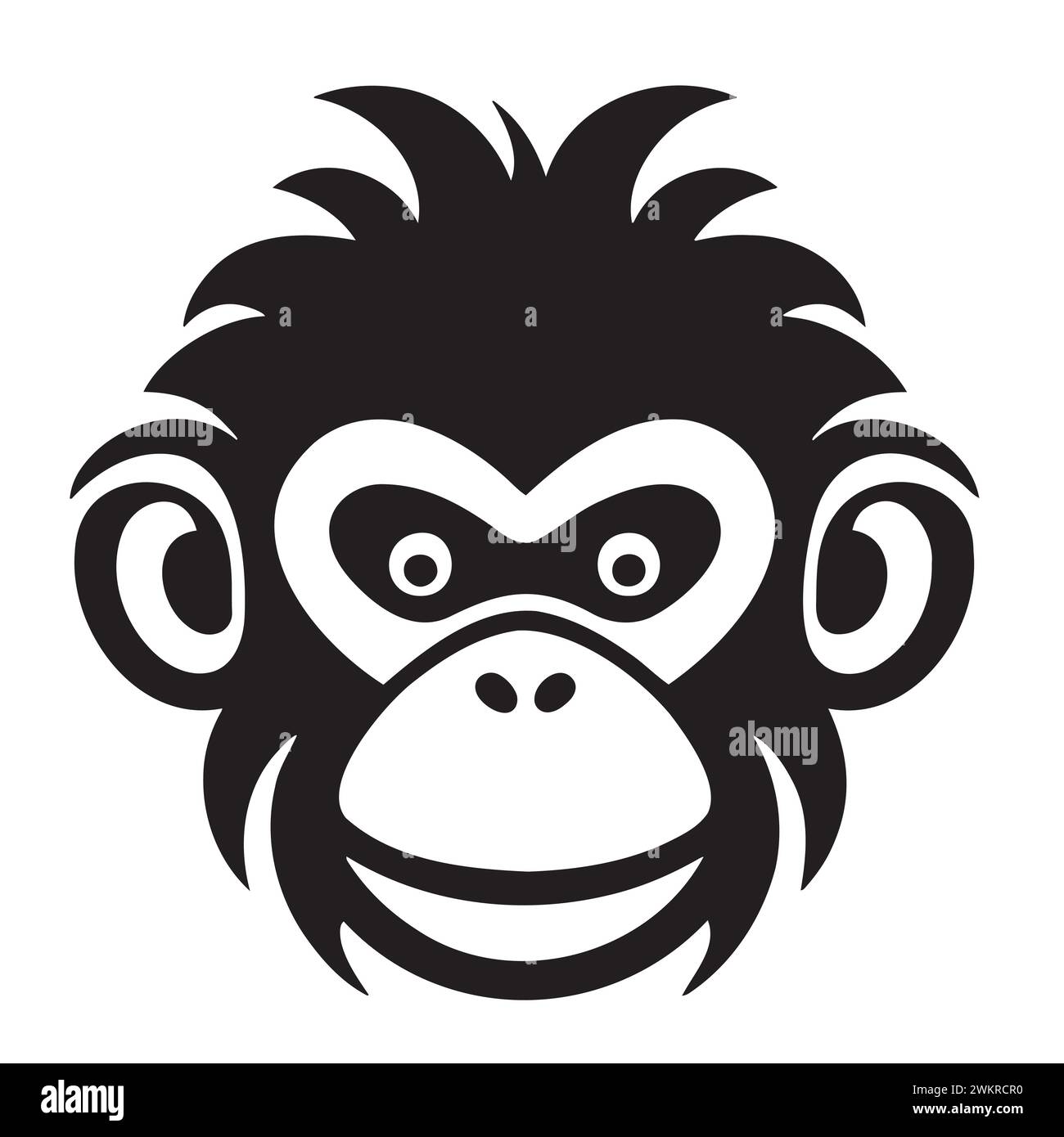 black white monkey head logo and icon, clip art vector Stock Vector
