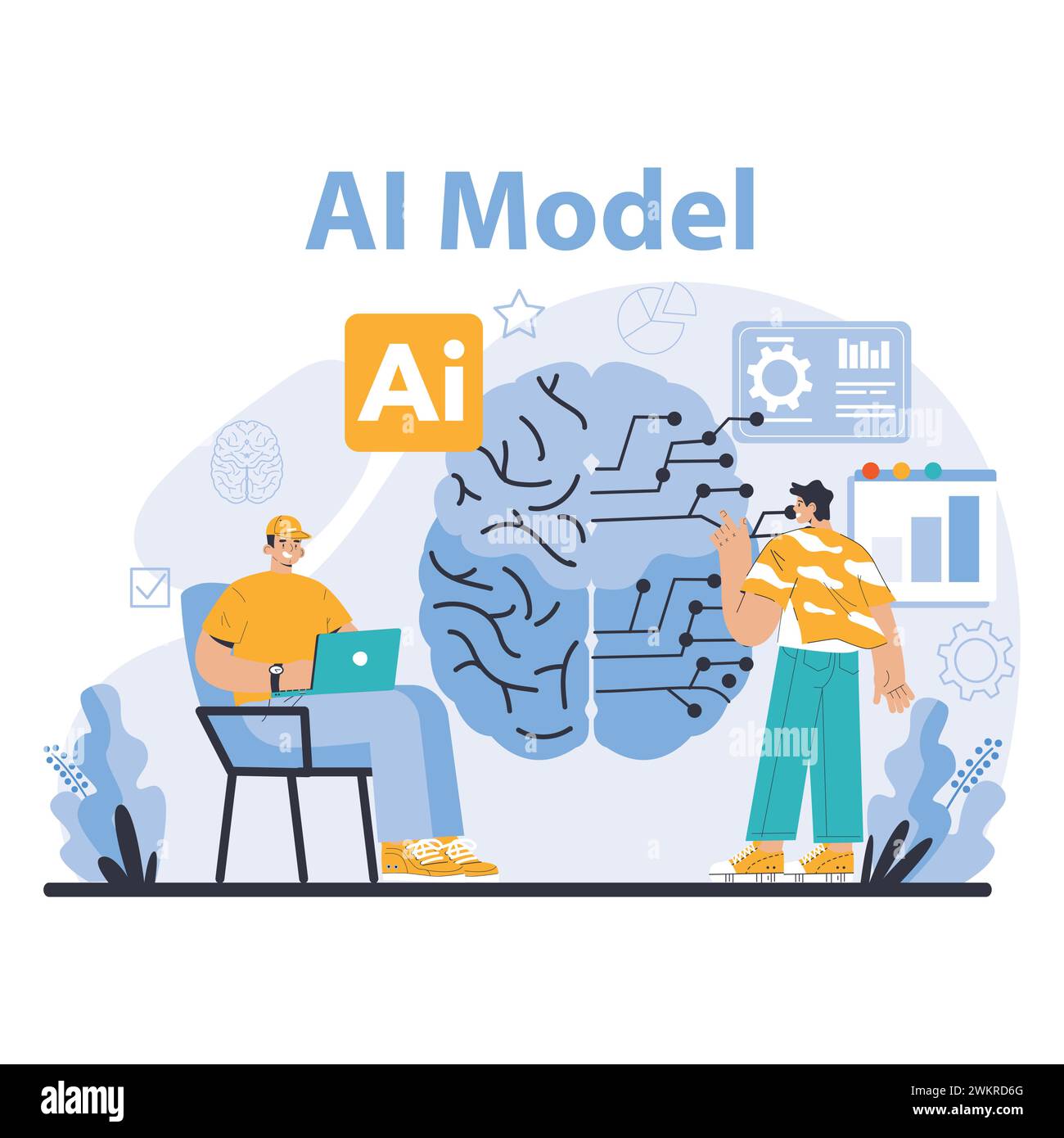 AI Model concept. Illustration of machine learning innovation with ...
