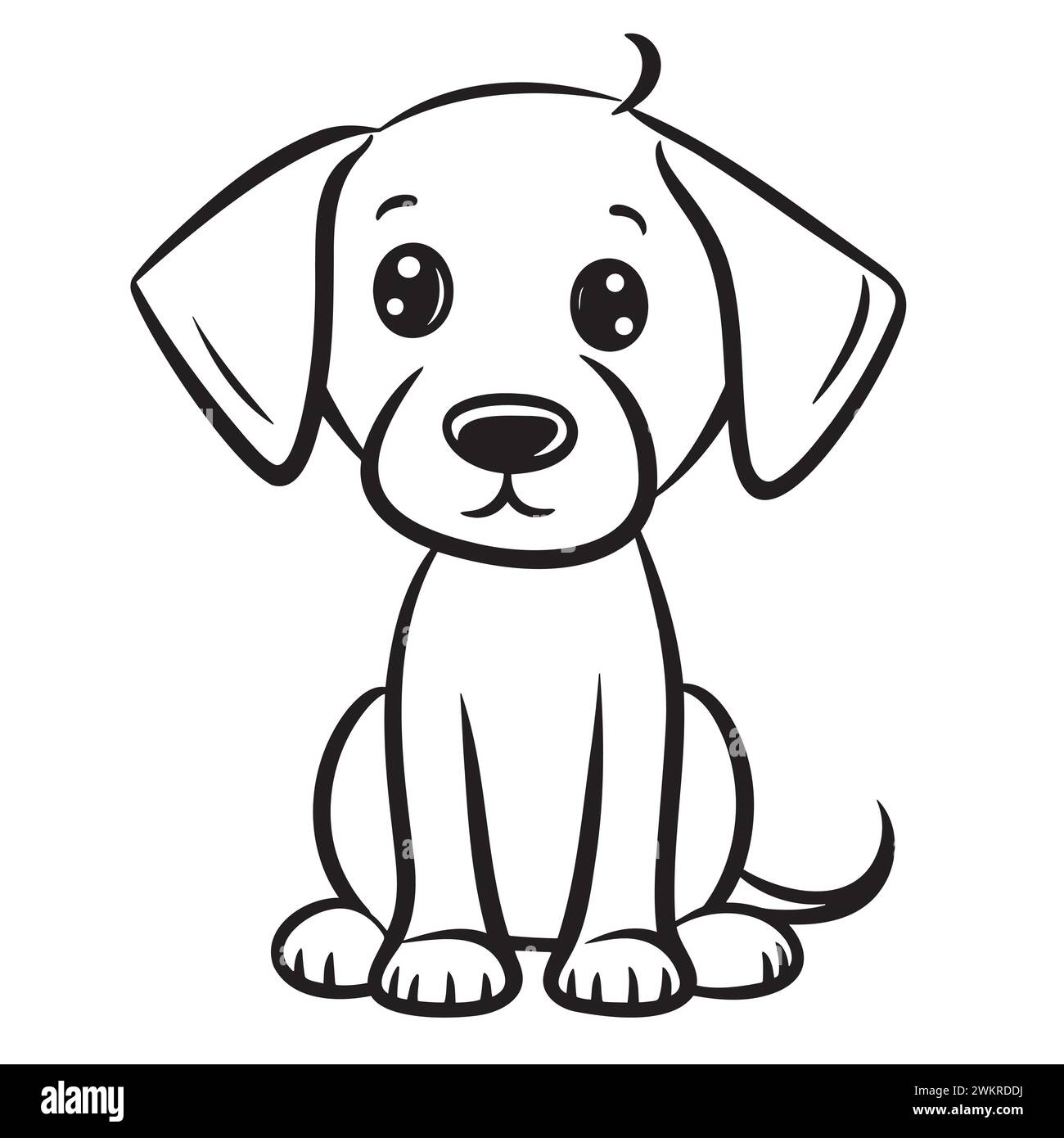 Vector hand drawn cute dog. Isolated illustration on white background ...