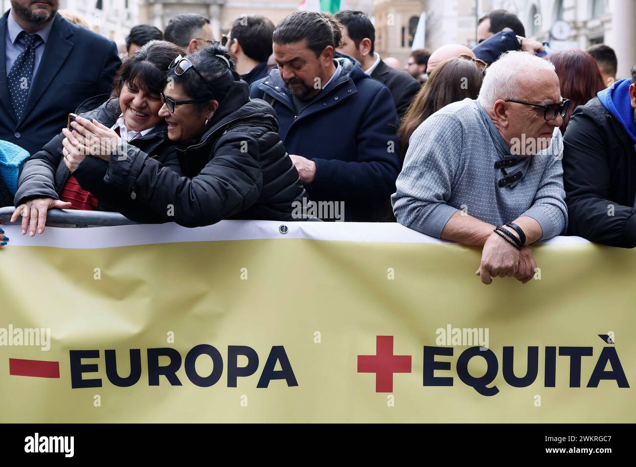 Roma, Italia. 22nd Feb, 2024. Foto Cecilia Fabiano/LaPresse 22 Febbraio 2024 Roma, Italia - Cronaca - Manifestazione di CGIL e UIL per la sicurezza sul lavoro dopo il crollo di Firenze Nella foto: la manifestazione di Roma February 22, 2024 Rome, Italy - Demostration of trade unions against withe death In the photo: the demonstration Credit: LaPresse/Alamy Live News Stock Photo