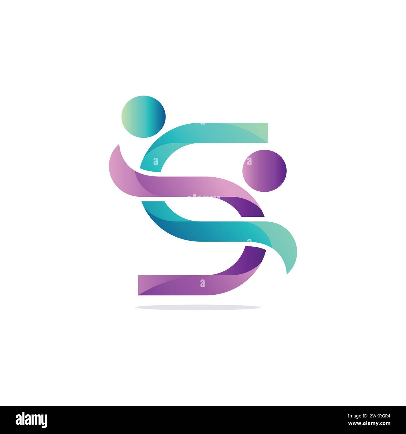 Abstract letter S design logo. Abstract colorful people figure of the letter S logo intersecting each other Stock Vector